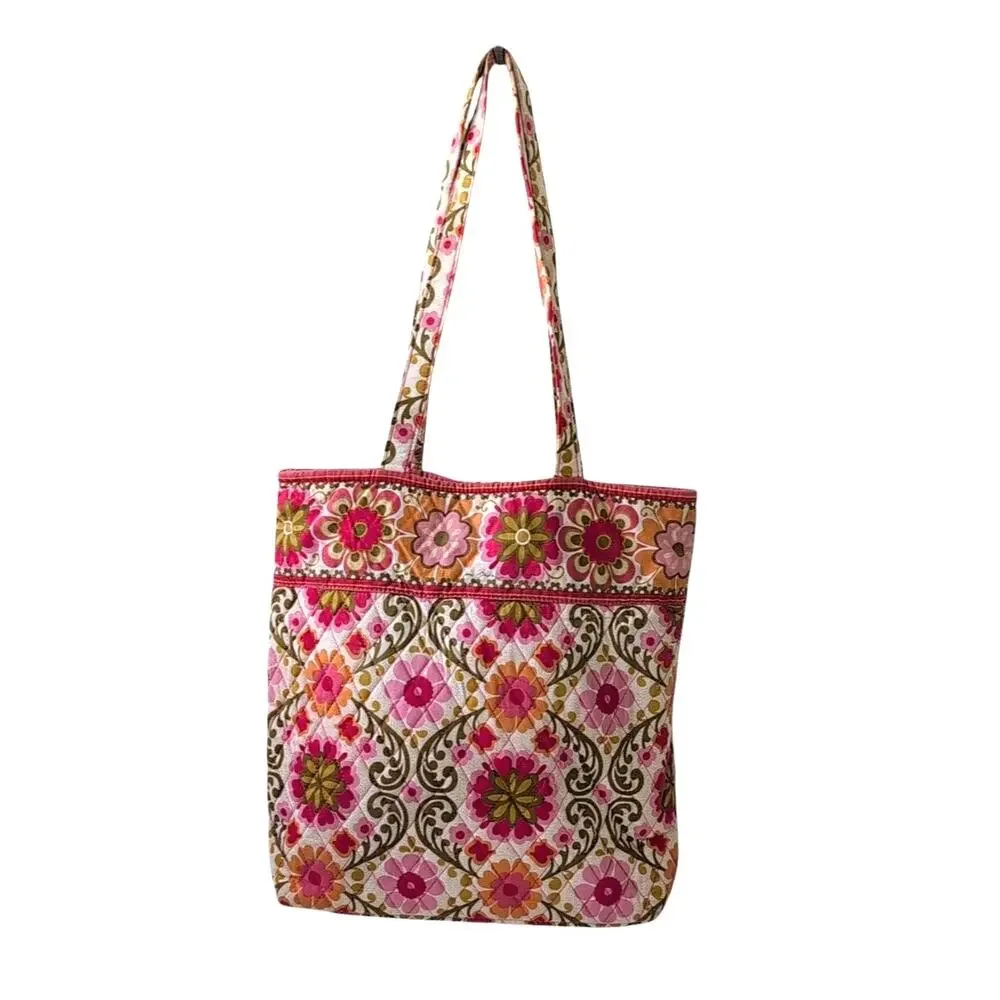 Vera Bradley Quilted Folkloric Tote Bag Bright Colorful Floral Roomy Bloomcore